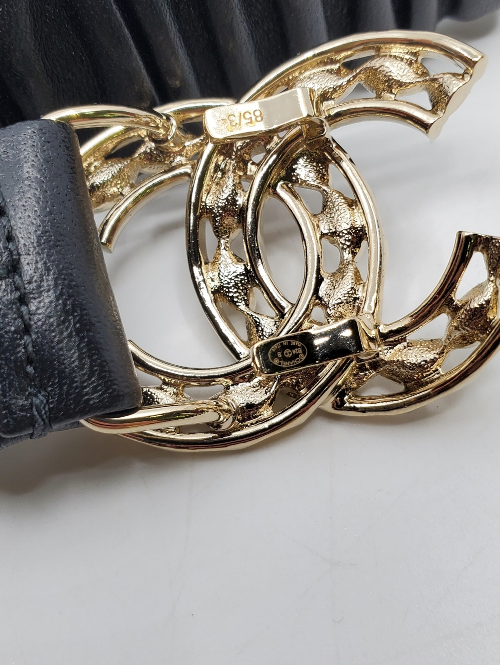 Chanel 2024 Lambskin Metal Strass Ruched Chain CC Belt - Picture 4 of 8